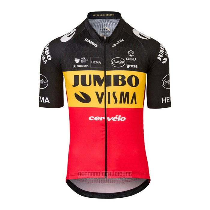 2022 Fahrradbekleidung Jumbo Visma Shwarz Gelb Rot Trikot Kurzarm und Tragerhose - zum Schließen ins Bild klicken